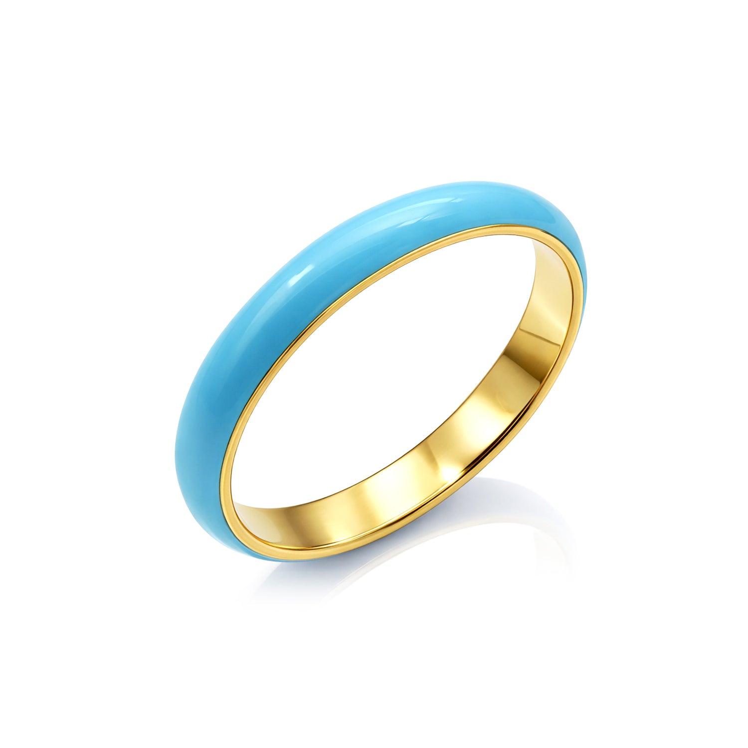 Handmade Turquoise Enamel Band Ring, Gold Plated Sterling Silver
