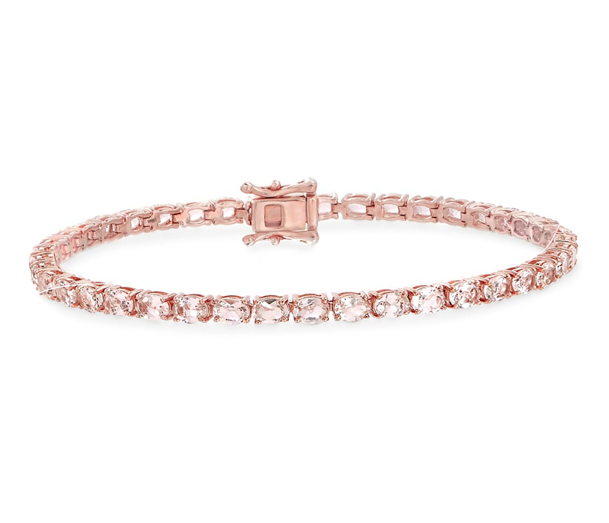 Morganite Tennis Bracelet – Rose Gold Vermeil over 925 Sterling Silver