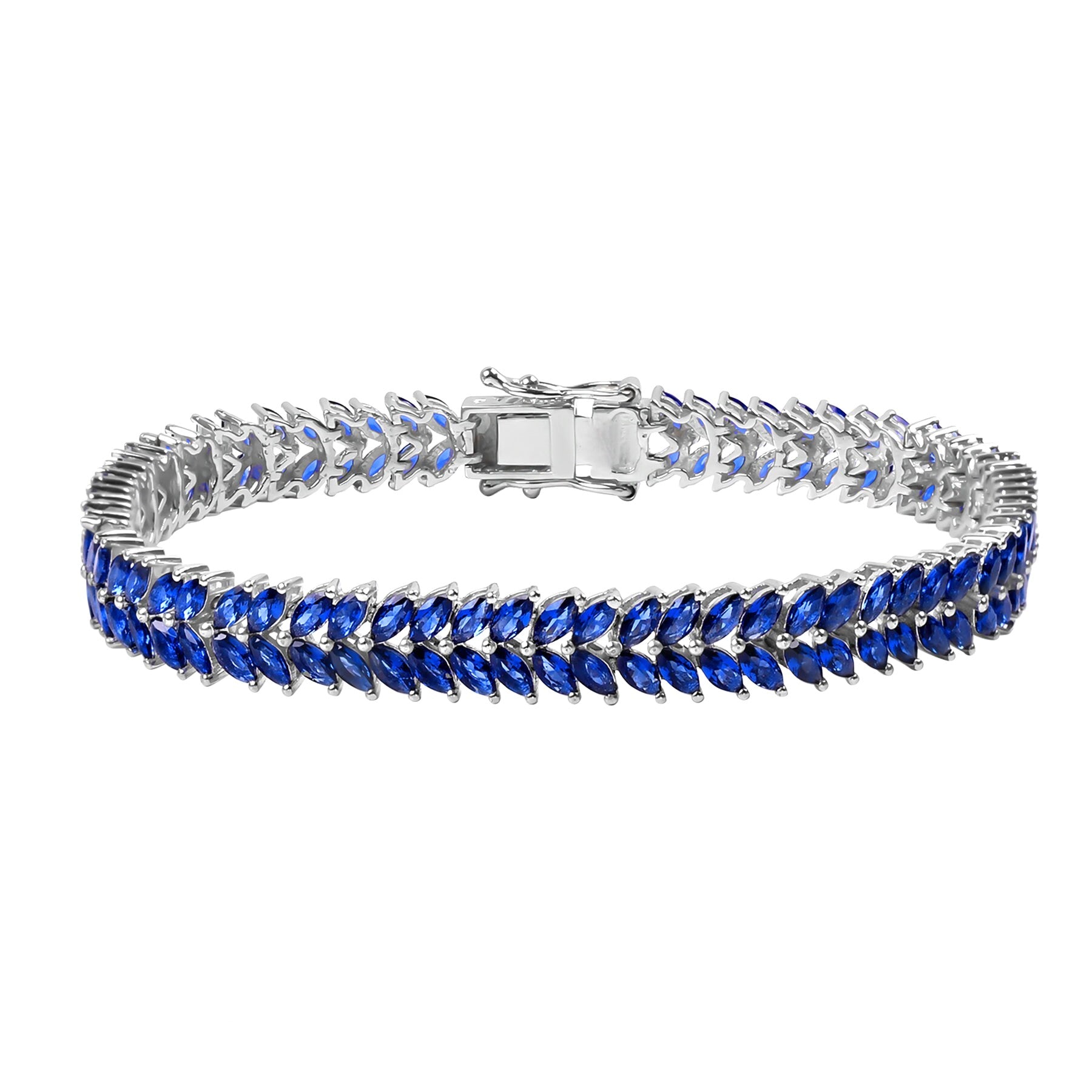 Blue Sapphire Marquise Bracelet – 925 Sterling Silver