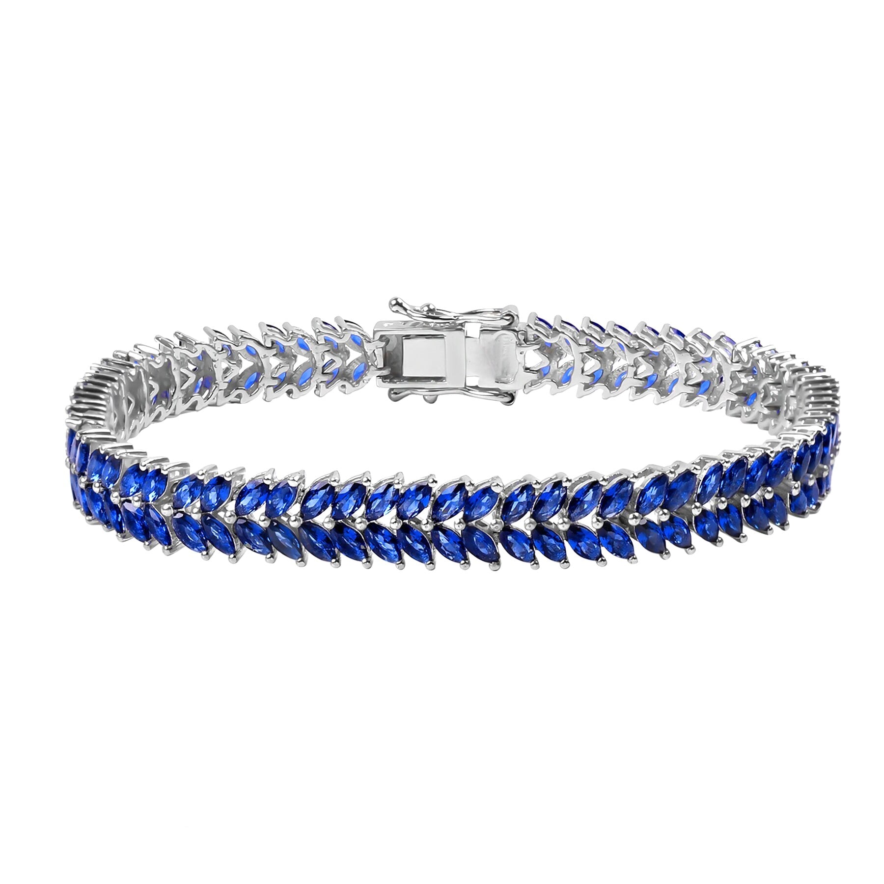 Blue Sapphire Marquise Bracelet – 925 Sterling Silver