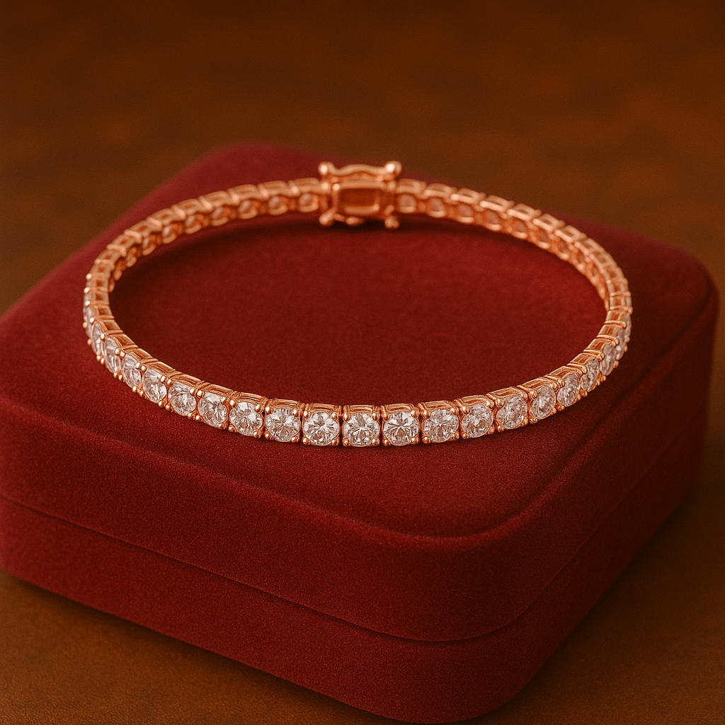 Morganite Tennis Bracelet – Rose Gold Vermeil over 925 Sterling Silver