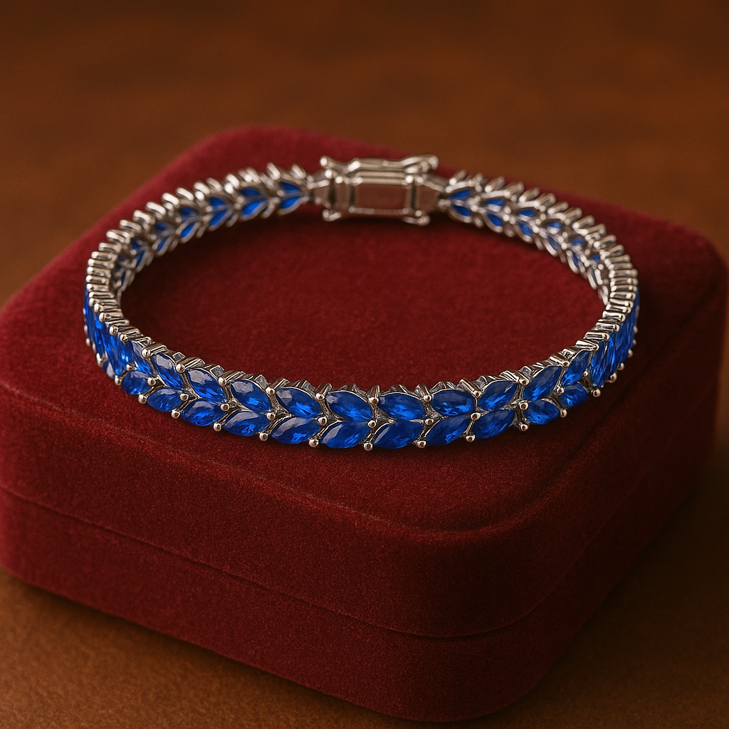 Blue Sapphire Marquise Bracelet – 925 Sterling Silver