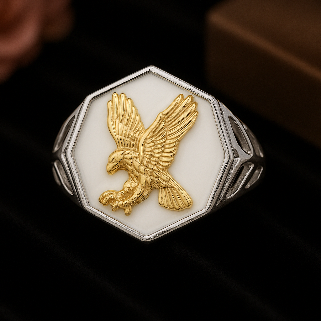 Men’s Eagle Ring in Sterling Silver | Gold-Plated Statement Ring