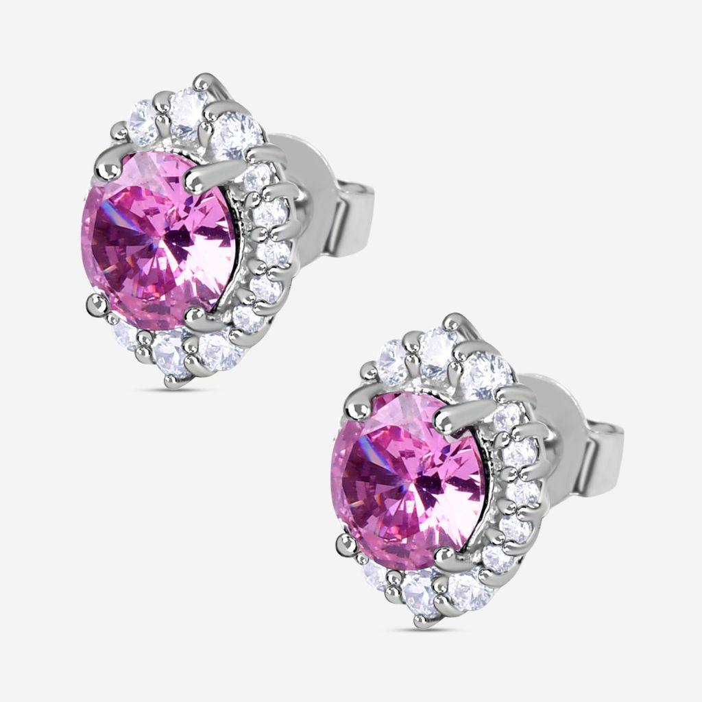 Pink Sapphire Stud Earrings – 5mm Round Cut | Bridal & Everyday Earrings | 925 Sterling Silver