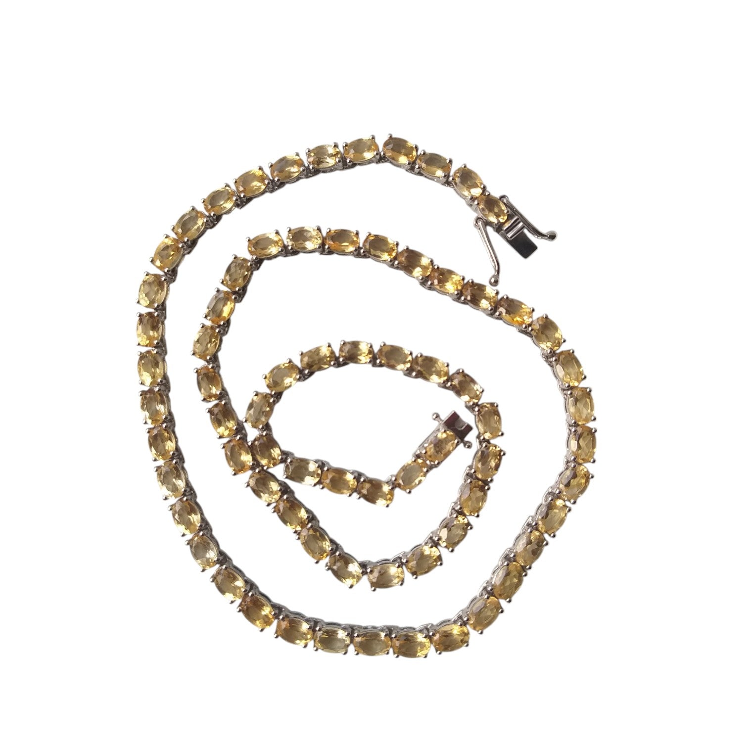 Brazilian Citrine Oval Tennis Necklace,925 Sterling Silver Necklace