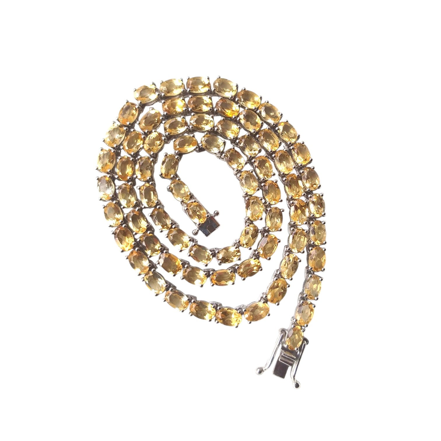 Brazilian Citrine Oval Tennis Necklace,925 Sterling Silver Necklace