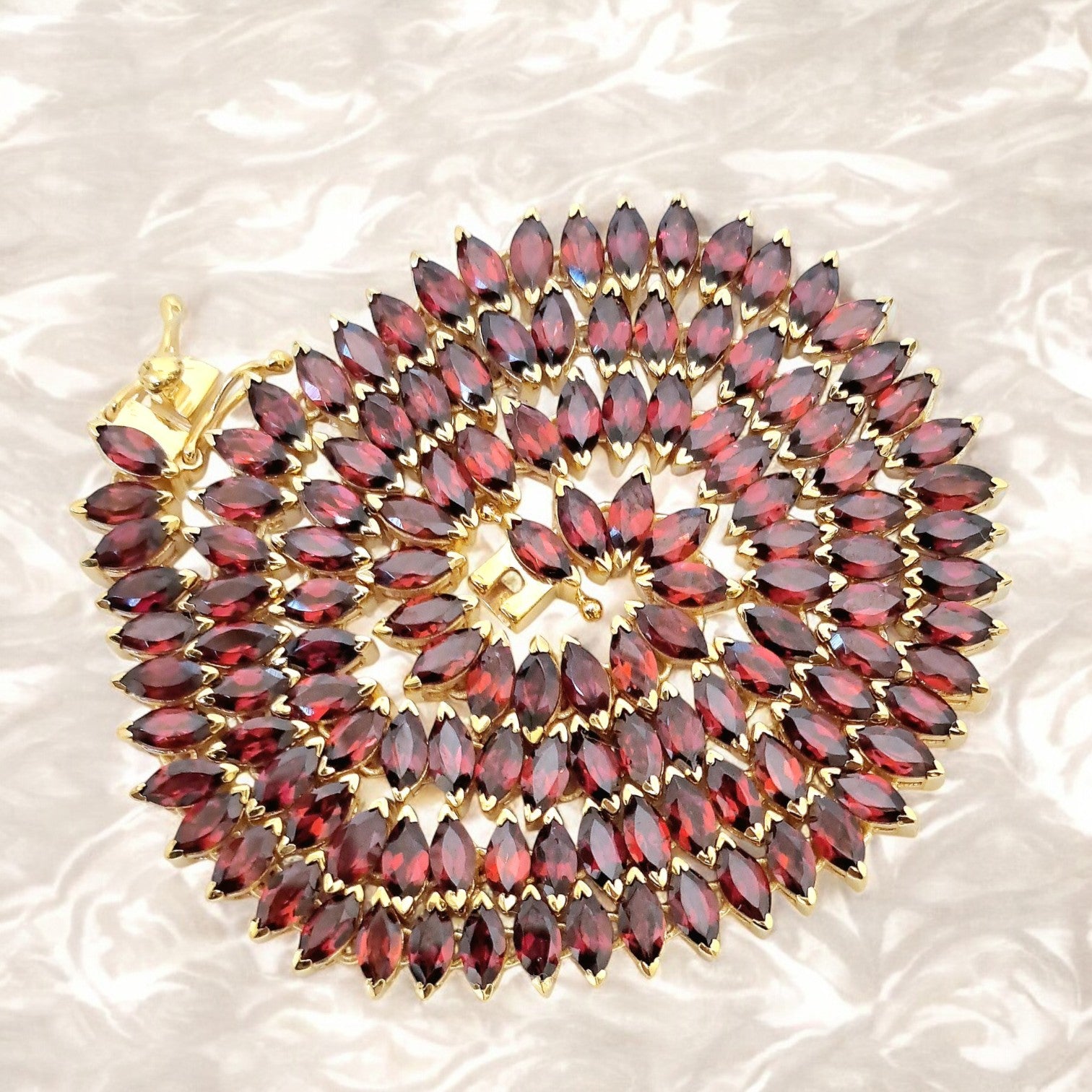 Natural Red Garnet Marquise Tennis Necklace 3x6mm Gemstones 925 Sterling Silver Necklace