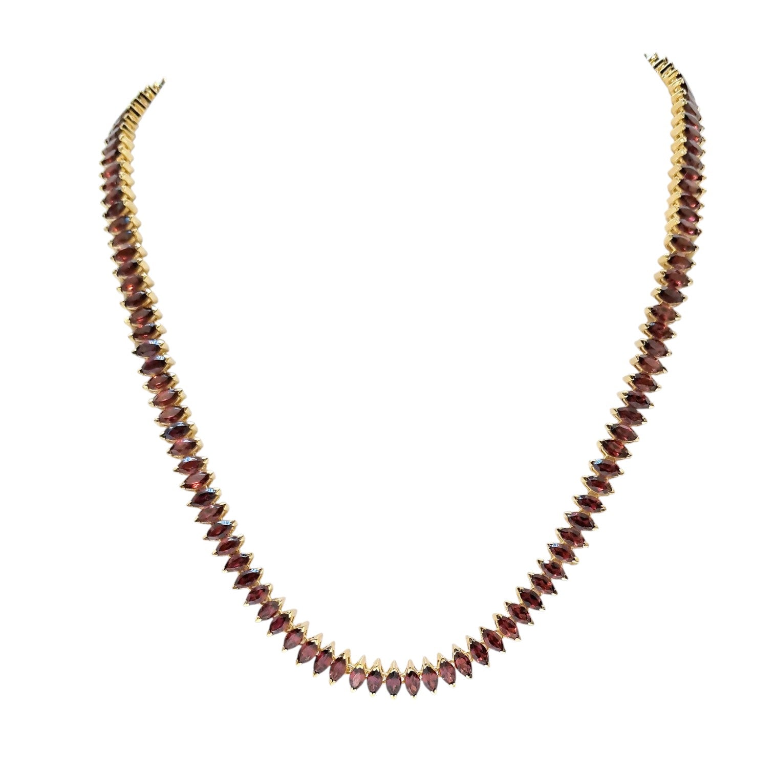 Natural Red Garnet Marquise Tennis Necklace 3x6mm Gemstones 925 Sterling Silver Necklace