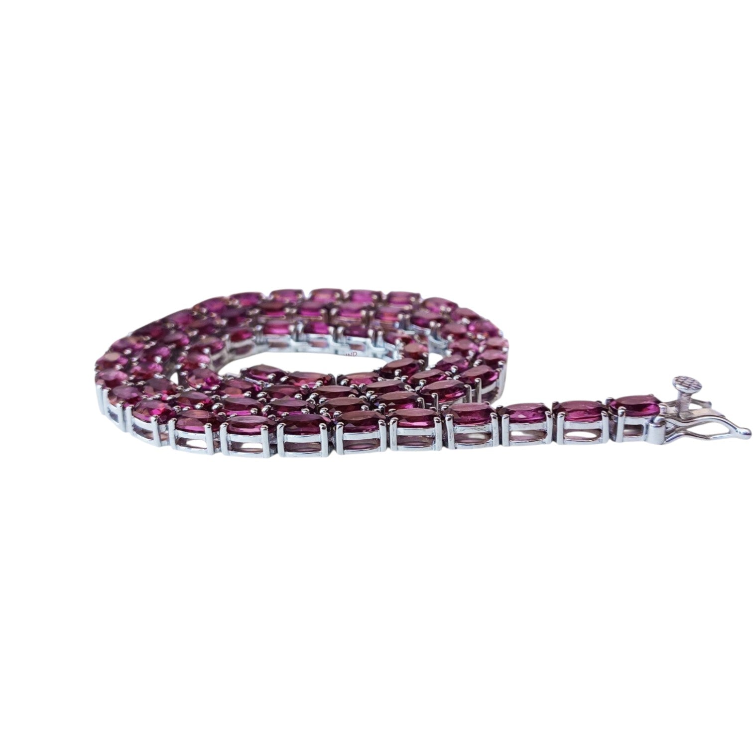 Natural Rhodolite Garnet Tennis Necklace 925 Sterling Silver Oval 6x4mm Wine Red Garnet Necklace for Women