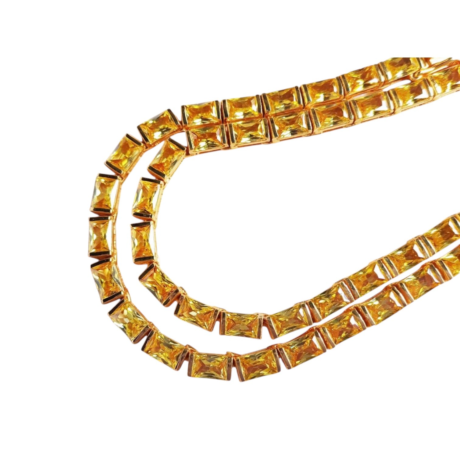 Yellow Sapphire Baguette Tennis Necklace 925 Sterling Silver Lab-Created Gemstone 6x4mm Baguette-Cut Necklace