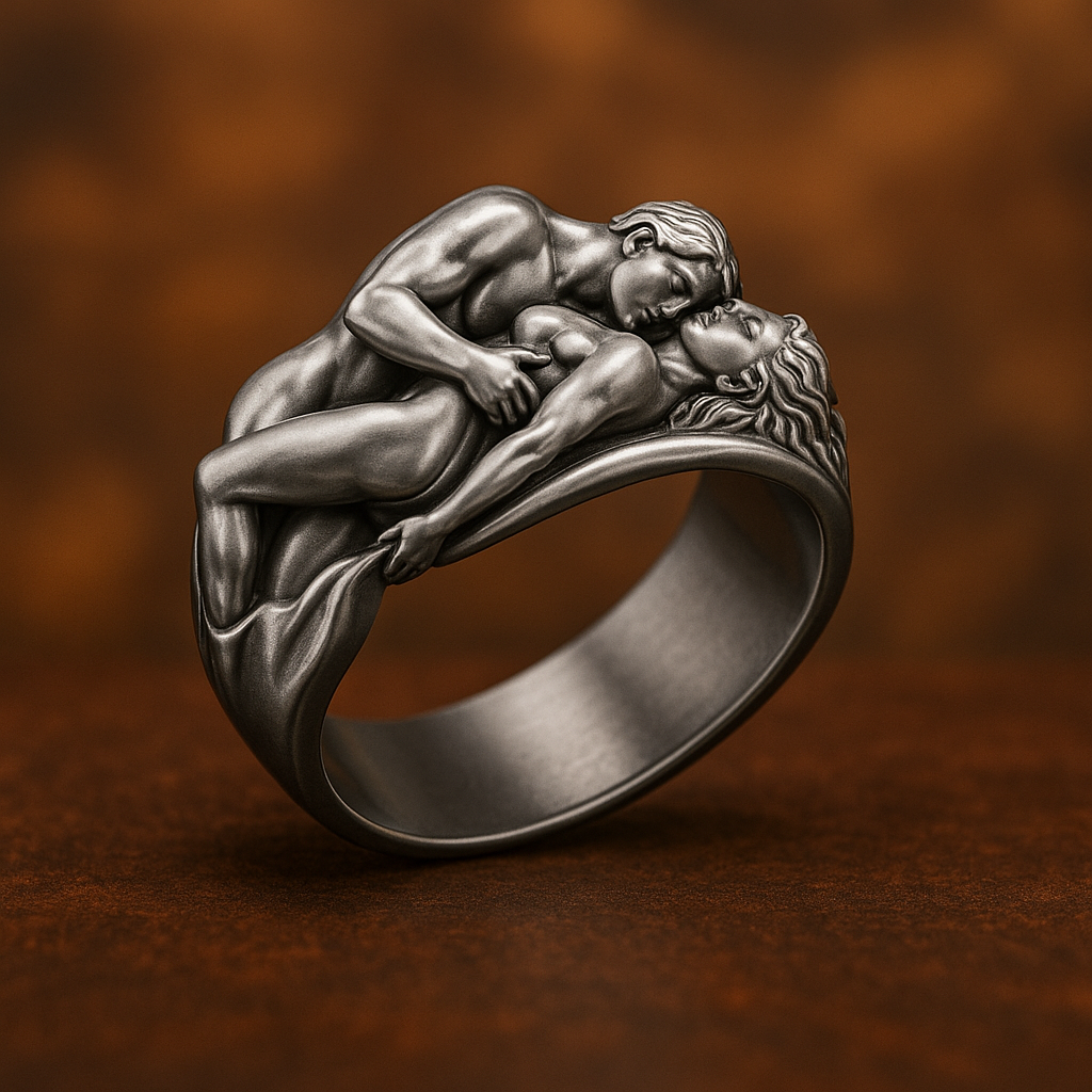 Romantic Hugging Couple Ring – Handmade 925 Sterling Silver Lovers Ring | Symbol of Love & Devotion for Men & Women