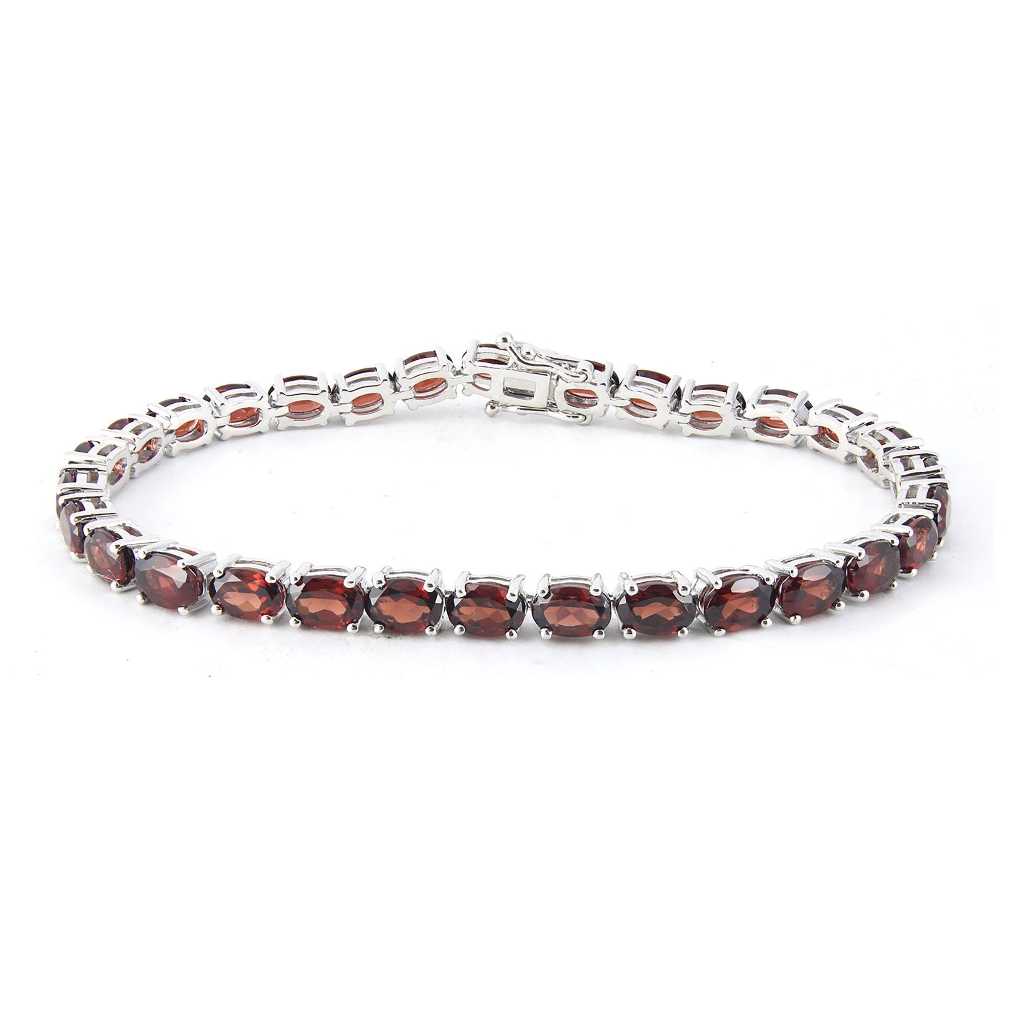 Natural Garnet Tennis Bracelet – 925 Sterling Silver Fine Jewelry