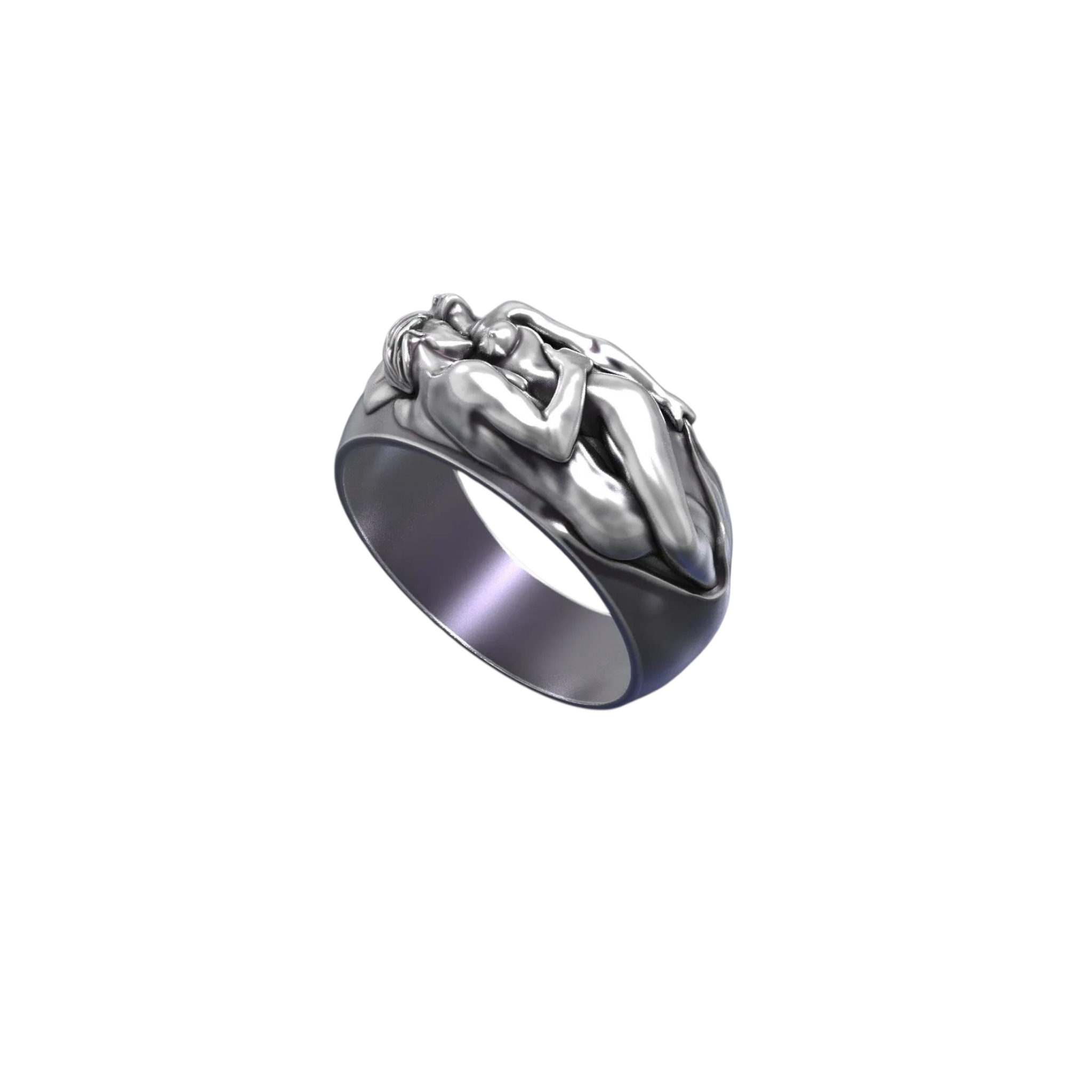 Romantic Hugging Couple Ring – Handmade 925 Sterling Silver Lovers Ring | Symbol of Love & Devotion for Men & Women
