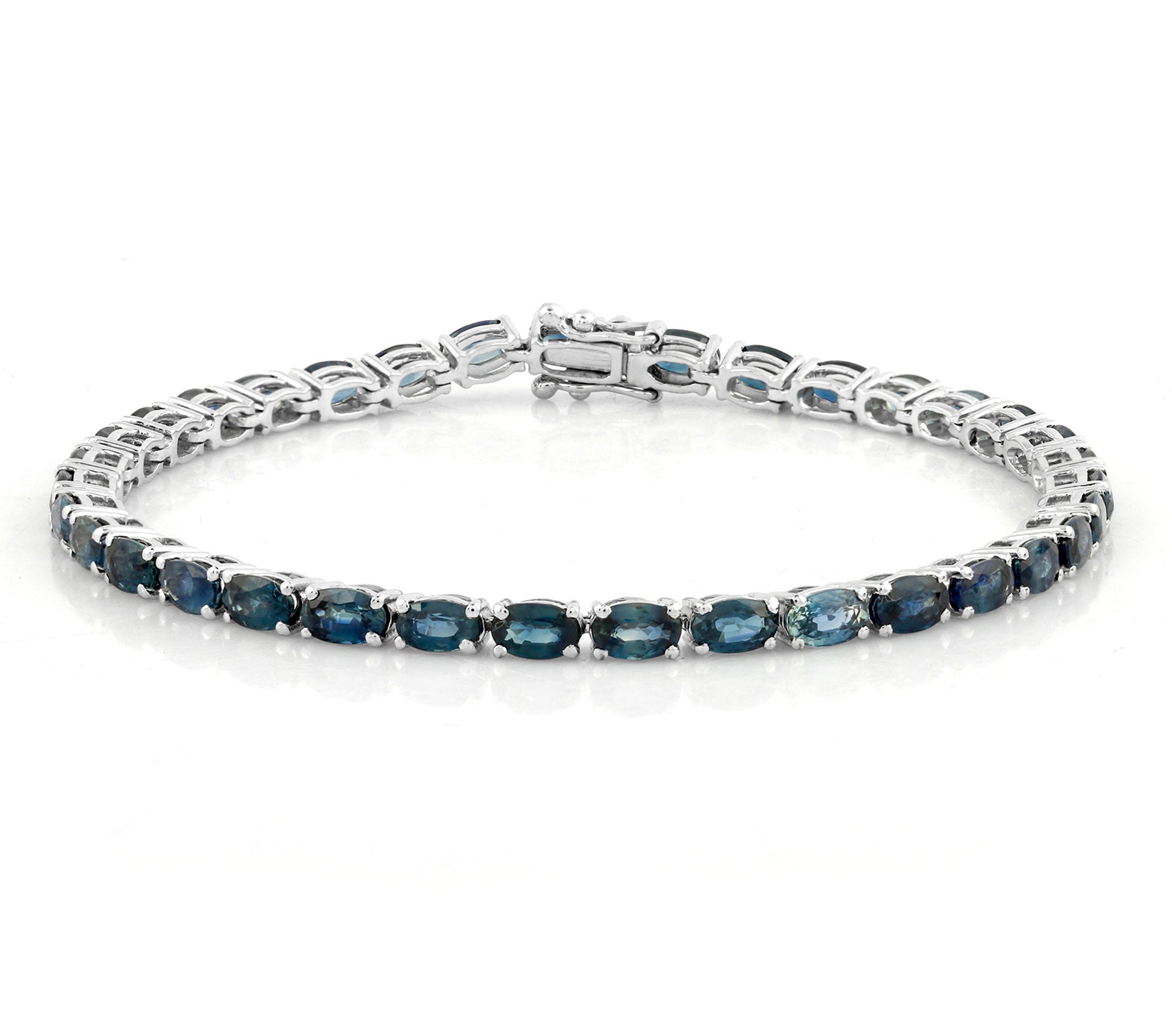 Elegant London Blue Topaz Tennis Bracelet in 925 Sterling Silver