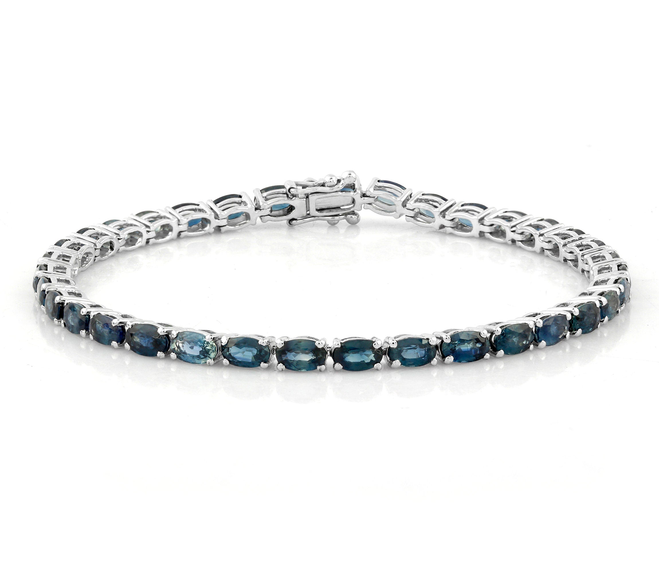 Elegant London Blue Topaz Tennis Bracelet in 925 Sterling Silver